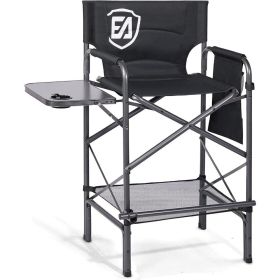 30.7" Seat Height Directors Chair for Makeup Artist with Side Table Easy Get in out for Elderly Tall Camping Chair Supports