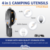 Orblue 4-in-1 Camping Utensils, 2-Pack, Portable Stainless Steel Spoon, Fork, Knife & Bottle Opener Combo Set - Travel, Backpacking Cutlery Multitool